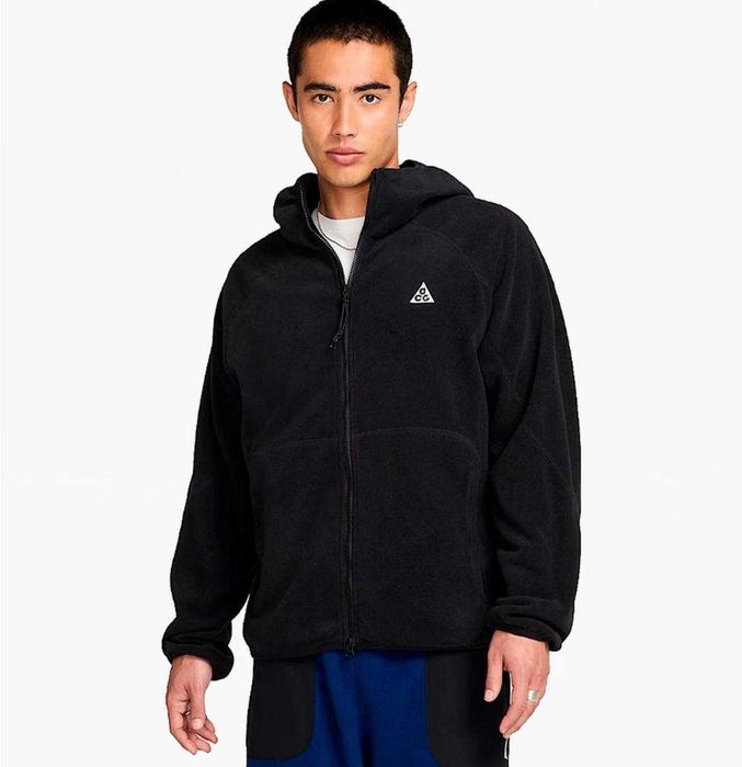 Флісова зіпка Nike ACG Polartec чорна з капюшоном тепла кофта (M-XXL)