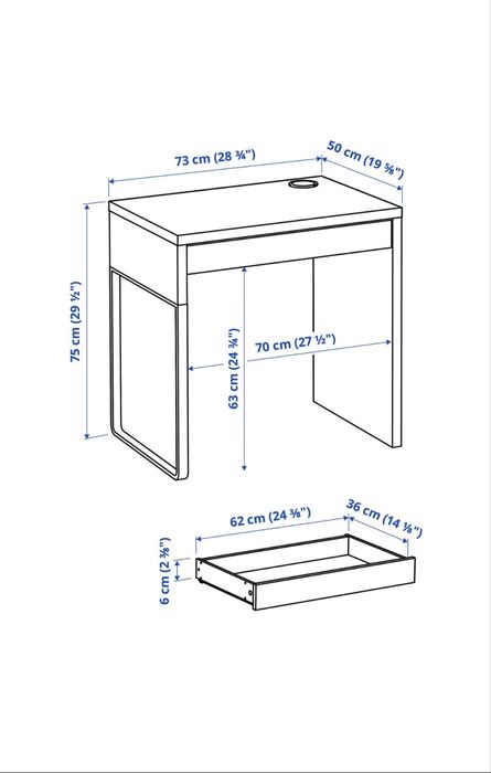 2 x białe biurko dla dzieci z nakładką zestaw Ikea Micke