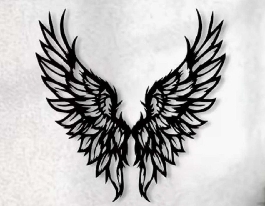 Skrzydła Anioła – dekoracja ścienna | czarna płyta HDF | 58×38 cm