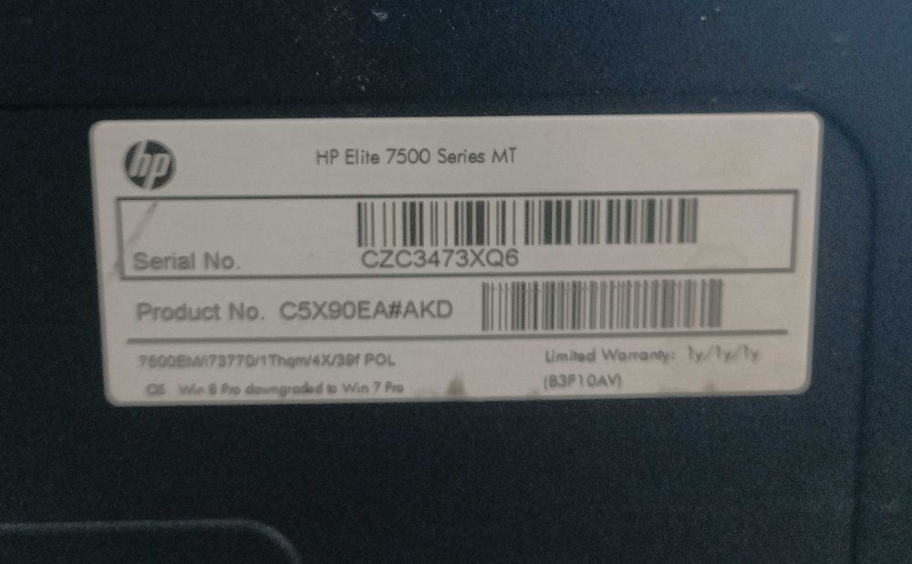 HP Elite 7500 Series MT – i7-3770 | 16 GB RAM | 500 GB HDD