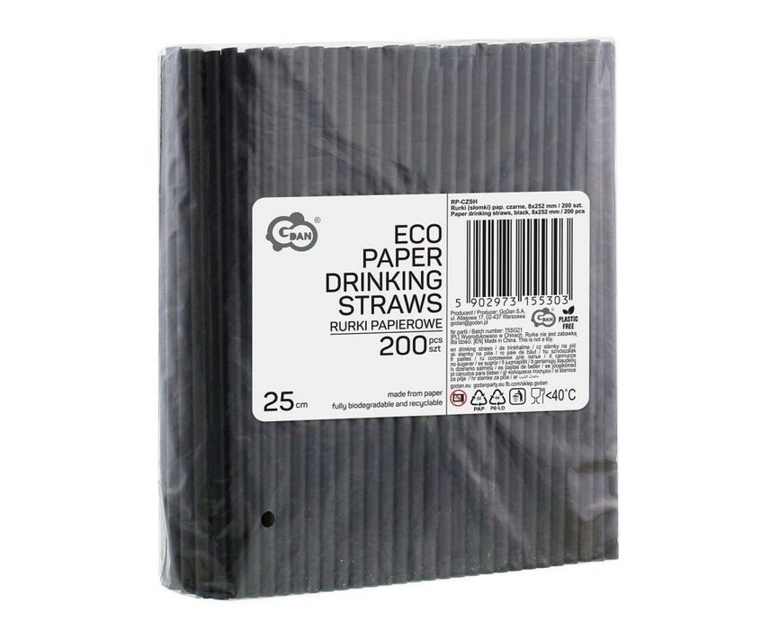 Rurki papierowe czarne 8x252mm 200szt Godan oprawa: blister