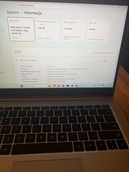 Huawei MateBook D14 Ryzen 5 / 8GB / SSD / Windows 11