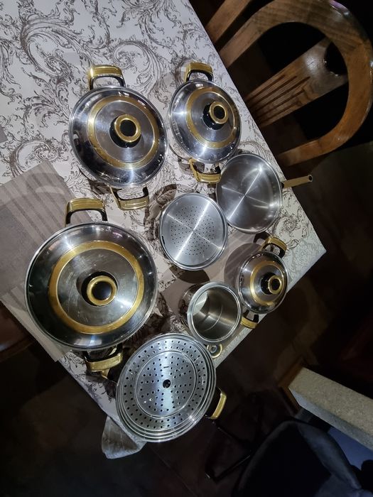 Trem de Cozinha ( a vapor ) em banho dourado SCARAMUZZI