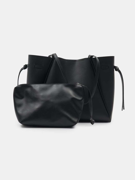 Torba shopper z kosmetyczką, z imitacji skóry