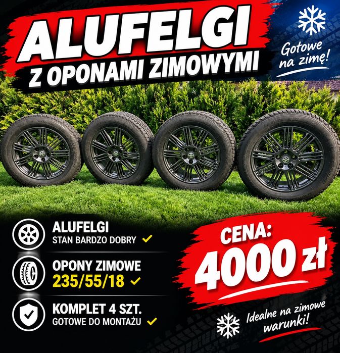 Komplet alufelg z nowymi oponami zimowymi Toyota Rav4, C-HR 235/55/18