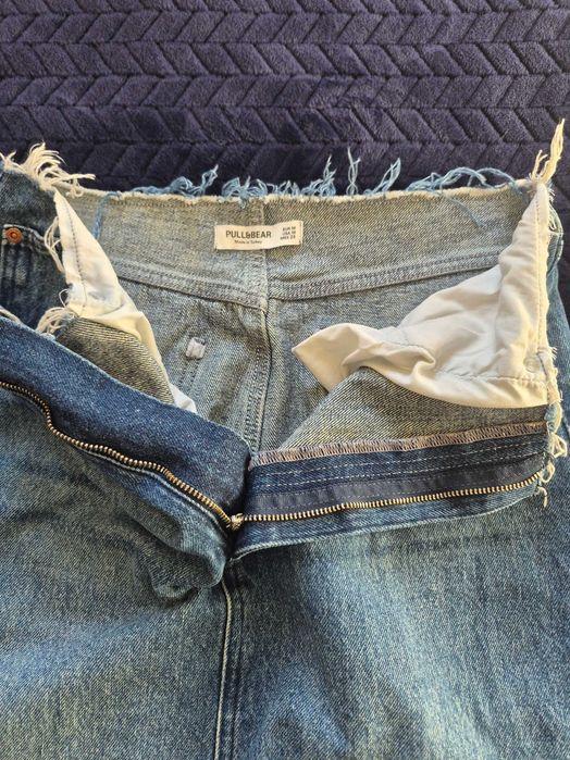 Długa spódnica jeansowa Pull&Bear spódnica maxi  niebieska retro