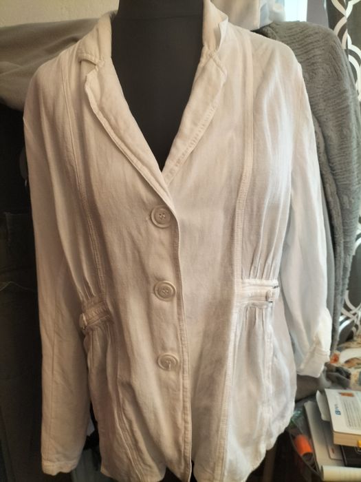 Biała marynarka bawełna len wiskoza