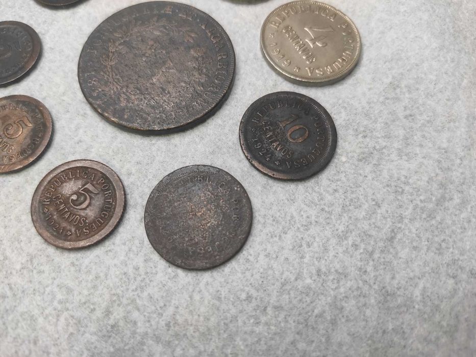 Conjunto de Moedas de 1, 4, 5, 10 centavos e XX Reis 1849