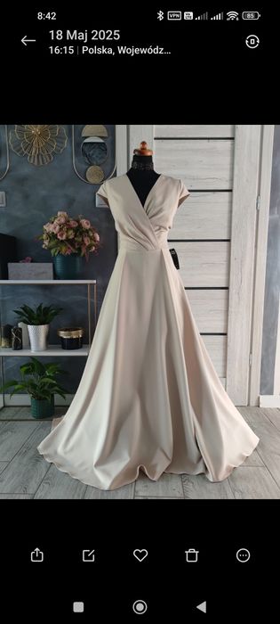 Wizytowa długa suknia rozmiar xl 42 na wesele sukienka ślubna maxi