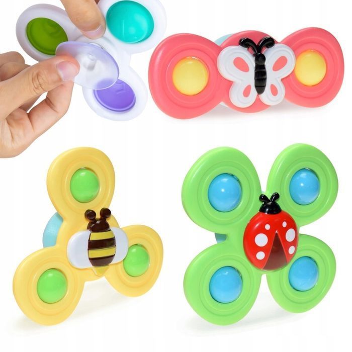 3 przyssawki sensoryczne grzechotka spinner me-042