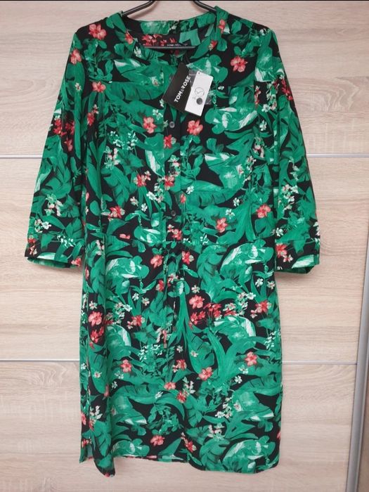 Sukienka koszulowa xl kwiaty liście