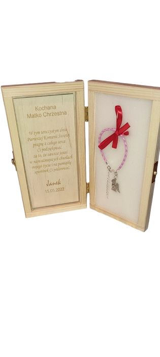 Podziękowanie dla chrzestnych, KOMUNIA Święta,pudełko+ drobiazg