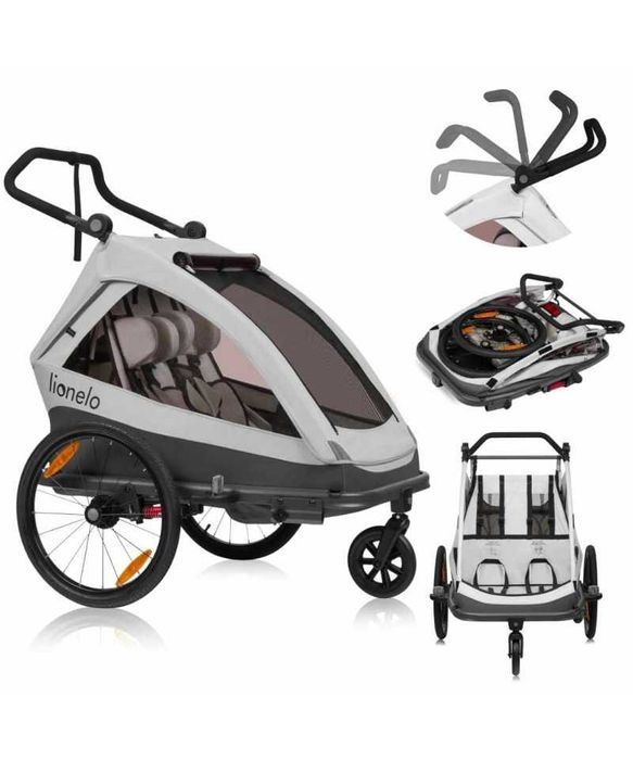 Przyczepka rowerowa dla dzieci 2w1 wózek spacerowy składana lionelo