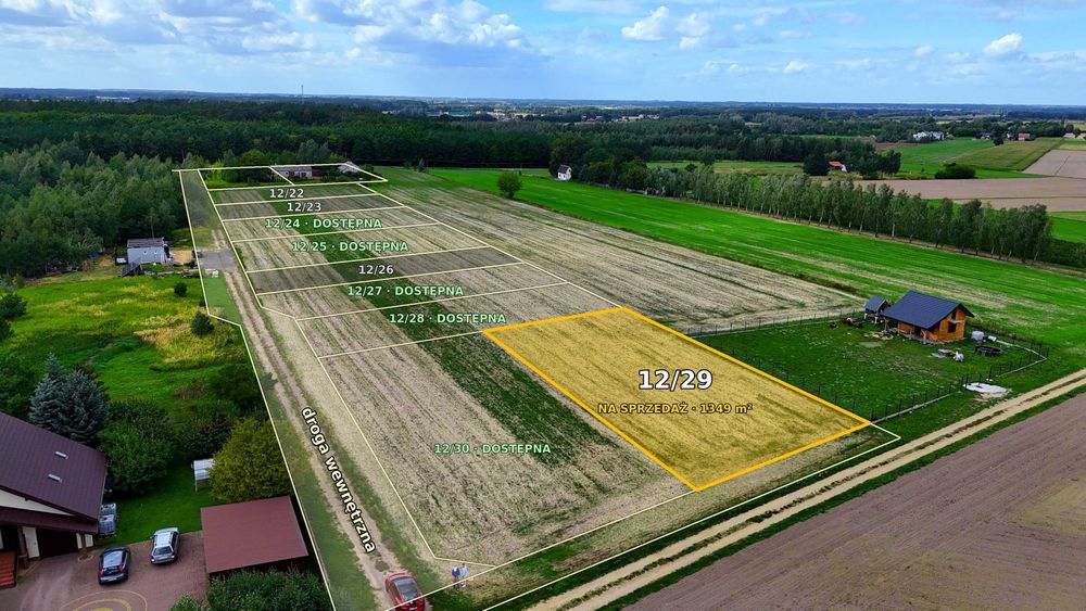 Działka budowlana 1349 m² z MPZP, przy lesie, S7 – Załuski