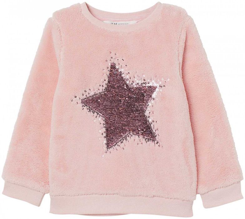 Махровый розовый свитшот для девочек, с пайетками от H&M 134-140 размр