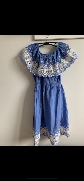 Sukienka jesnsowa boho z koronką XS/S