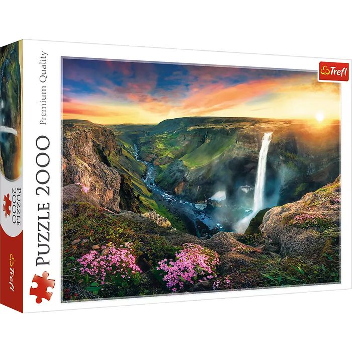 Puzzle 2000 elementów. Wodospad Haifoss Islandia. Trefl