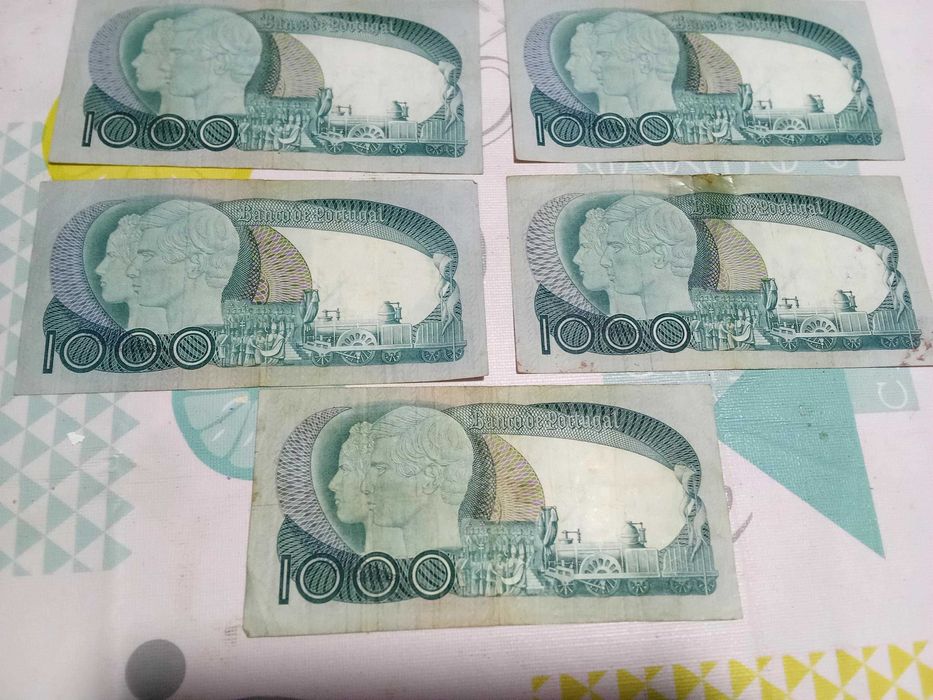 5 Notas de 1000 escudos Banco de Portugal