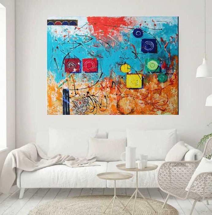 Várias pinturas abstratas em Tela com vários tamanhos, para venda.429754054954209282
