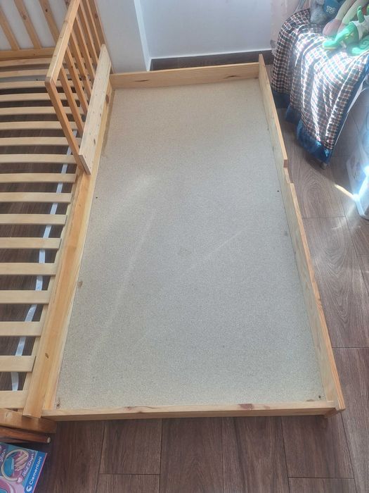 Cama de solteiro em madeira natural tipo casinha – 90x190 cm