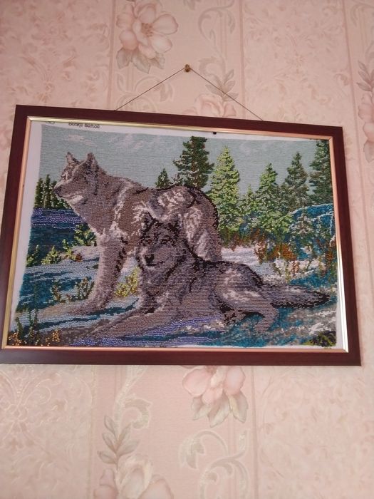 картины бисером и лентами.