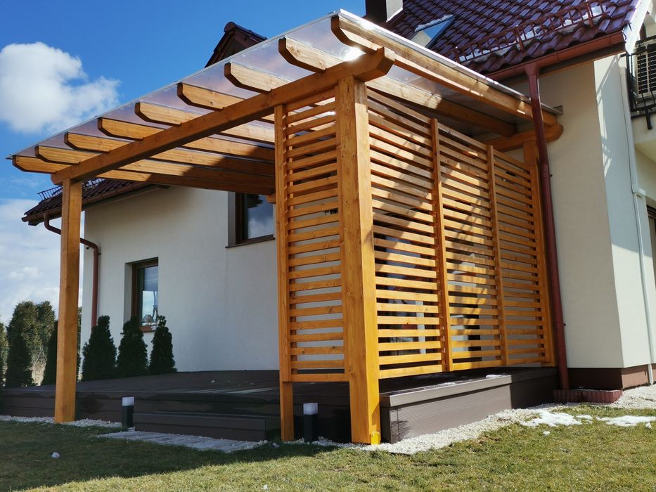 Pergola, taras, zadaszenie, poliwęglan komorowy