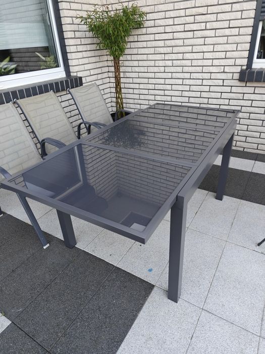 Stół ogrodowy aluminiowy rozkładany antracyt