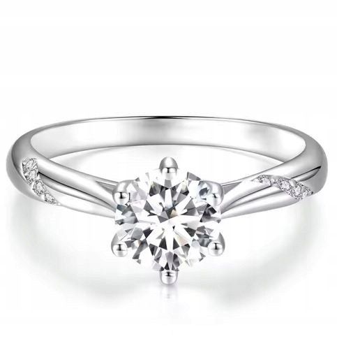 pierścionek zareczynowy z Moissanite 1ct platyna srebro 19mm rozm. 20