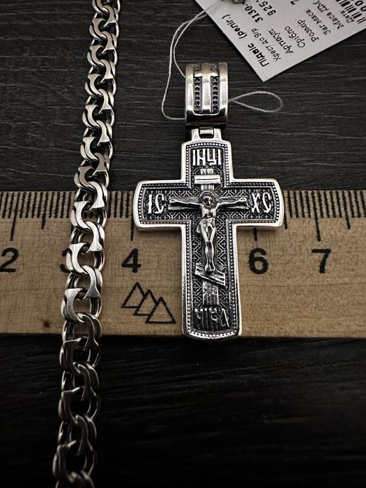 Серебряная цепочка с крестиком 925 пробы