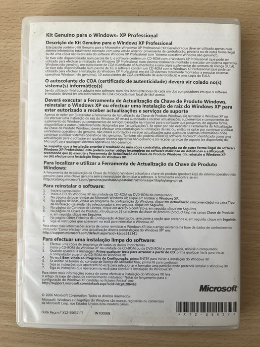 Kit Genuíno Microsoft Windows XP Professional (Original/COA) - Retro / Colecionadores