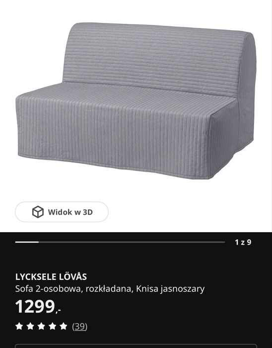 Sofa dwuoaobowa rozkladana do spania  140x200