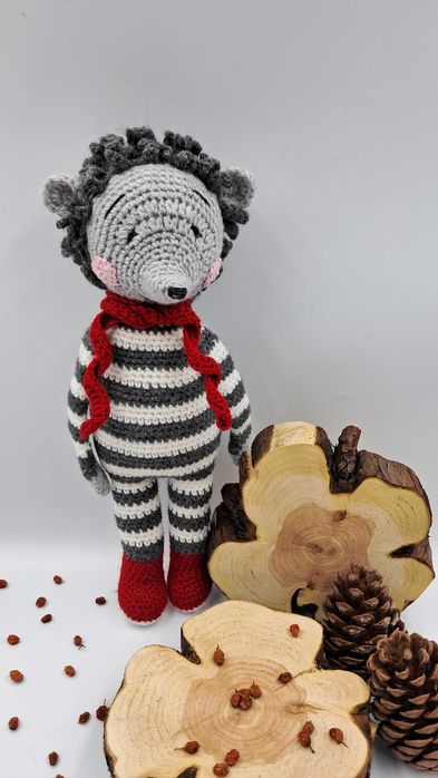 Kot i jeż szydełkowe maskotki amigurumi dla Pana Kuby