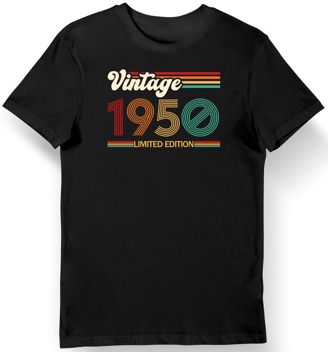 Koszulka męska na 75 urodziny 1950 vintage limited edition czarna L