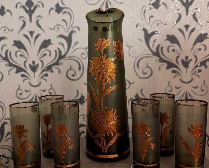 Бокалы,графины,рюмки,цветной хрусталь,наборы,ГДР,СССР,Чехословакия.