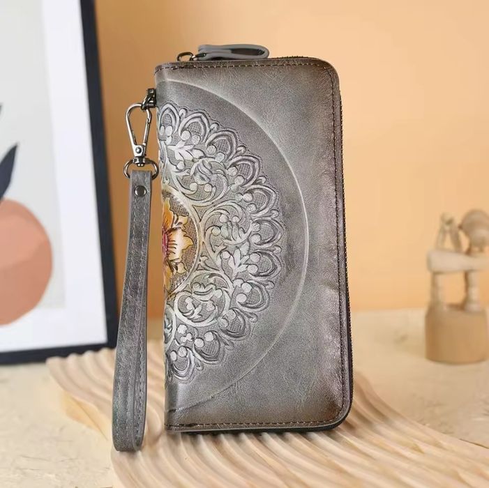 Кошелёк кожа тиснением 10х20см motaora