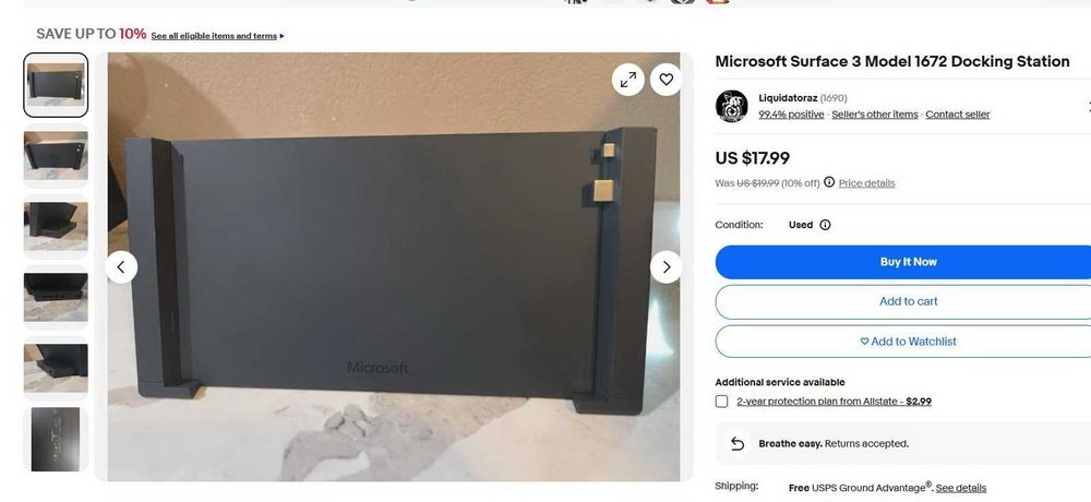 Док станція приставка Microsoft 1672 для планшета Surface 3