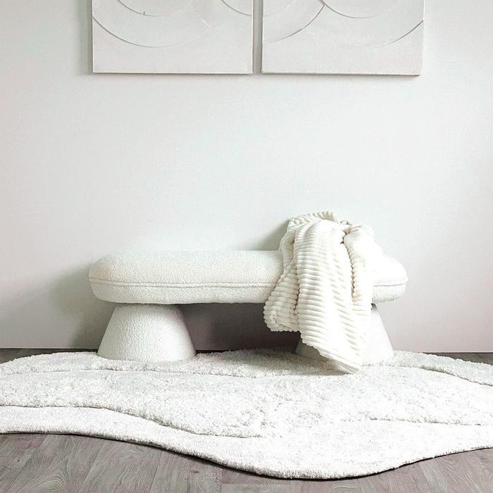 Banc crème bouclé 117 cm (neuf)