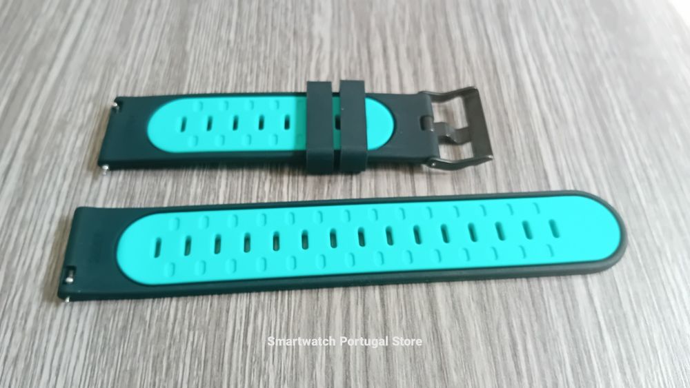 Bracelete 22mm, em silicone (Nova) preta e verde