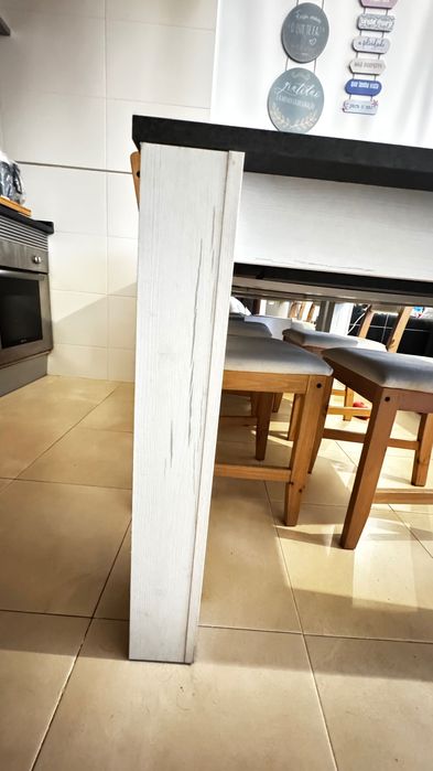 Mesa extensível efeito mármore preto