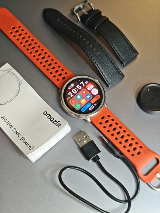 amazfit active 2 nfc premium black leather