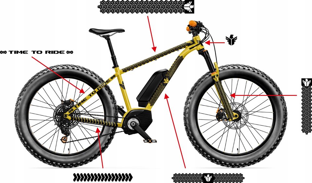 ZESTAW NAKLEJEK uniwersalnych na rower RAMĘ MTB