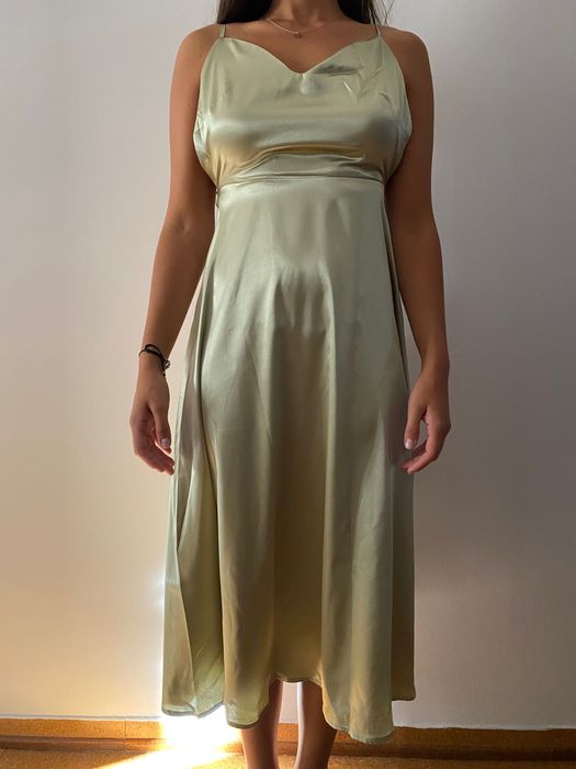 Vestido Shein verde acetinado M