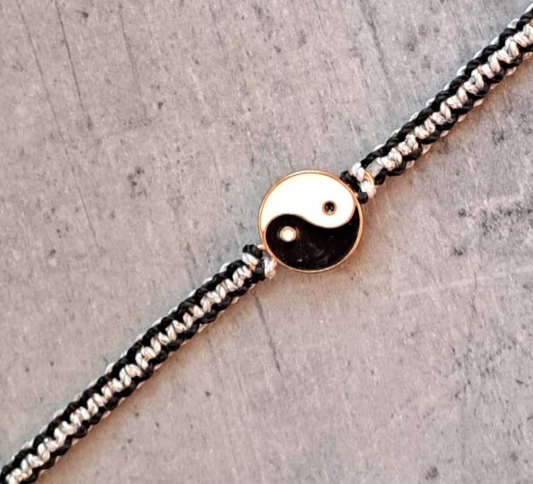 Bransoletka czarno srebrna yin yang