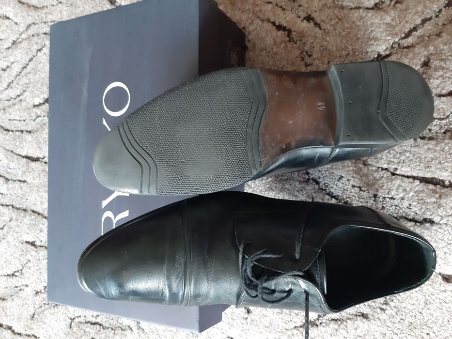 Buty Ryłko męskie, eleganckie, skóra, kolor czarny, rozmiar 41