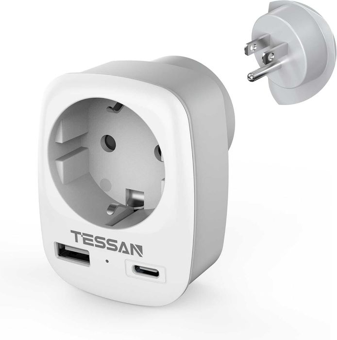 TESSAN adapter podróżny USA typ B 2x USB 2.4A Schuko EU