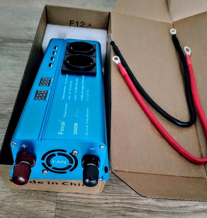 Інвертор Foval 3000w, перетворювач напруги 12-220 В 50гц, Чистий синус