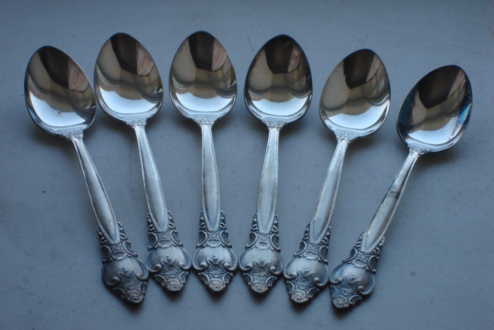 ложки чайные троянда мельхиоровые,мнц,мельхиор, 6шт.