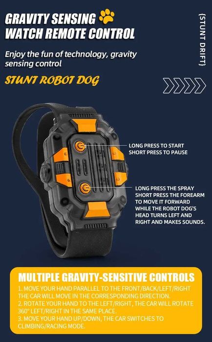 Восьмиколесная трюковая собака-робот robot dog +Парогенератор +браслет