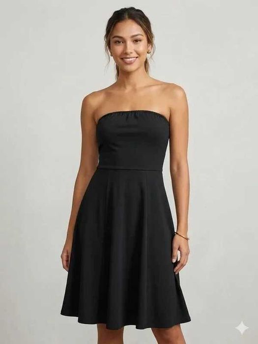 Vestido Preto Cai-Cai – Corte Midi/Evasê (Tam. S)