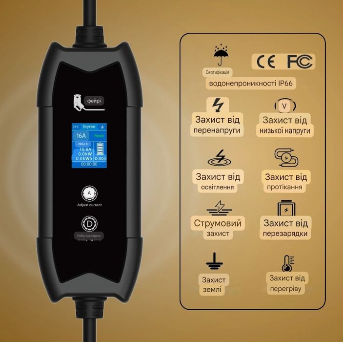 Feyree Зарядне Зарядка для електромобіля  Type 2 Tesla 16А
